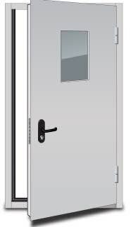 Одновстворчатая металлическая дверь EI 60 с остеклением